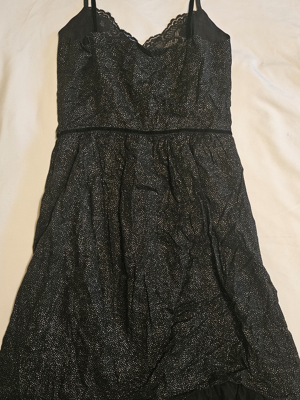 Free People Vintage Y2K Glitter Lace Sparkle Black Mini Cocktail Dress Size 8 - Picture 10 of 10